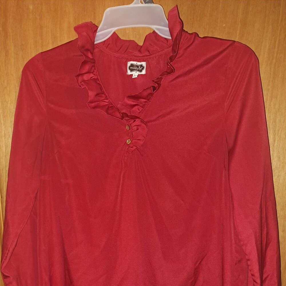 Mudpie bright red blouse